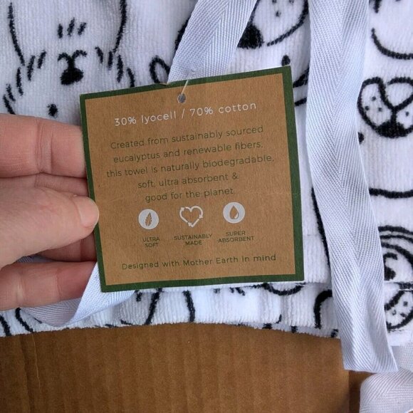 Deborah Connolly 6 PC Bath Towel Set Set Puppy Faces Black & White Dog Show NWT - Picture 10 of 10